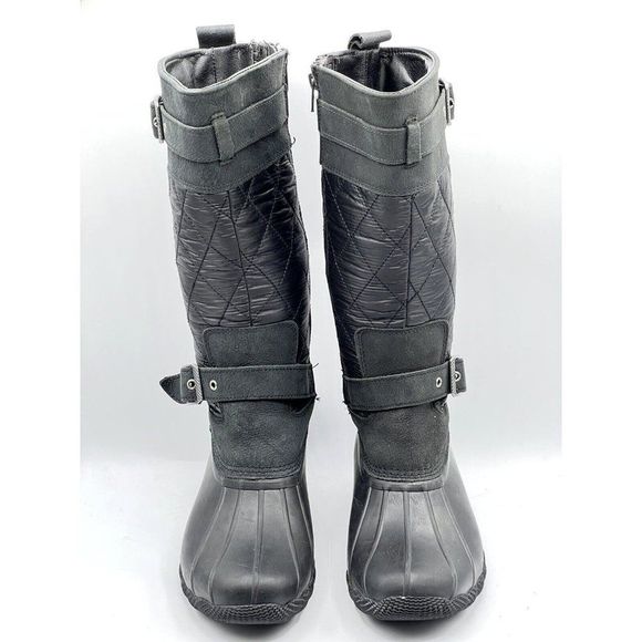 Sperry Saltwater Tall Buckle Nylon Quilt Rain Boot Black Women's Size 7.5 - Picture 6 of 10